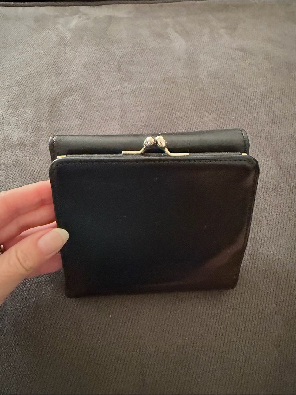 Vintage COACH Classic Black Continental Trifold Leather Wallet Clutch Coin Purse